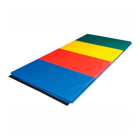 CanDo® Accordion-Fold Exercise Mat, 1-3/8 PU Foam With Cover, 4' X 8', Rainbow Colors